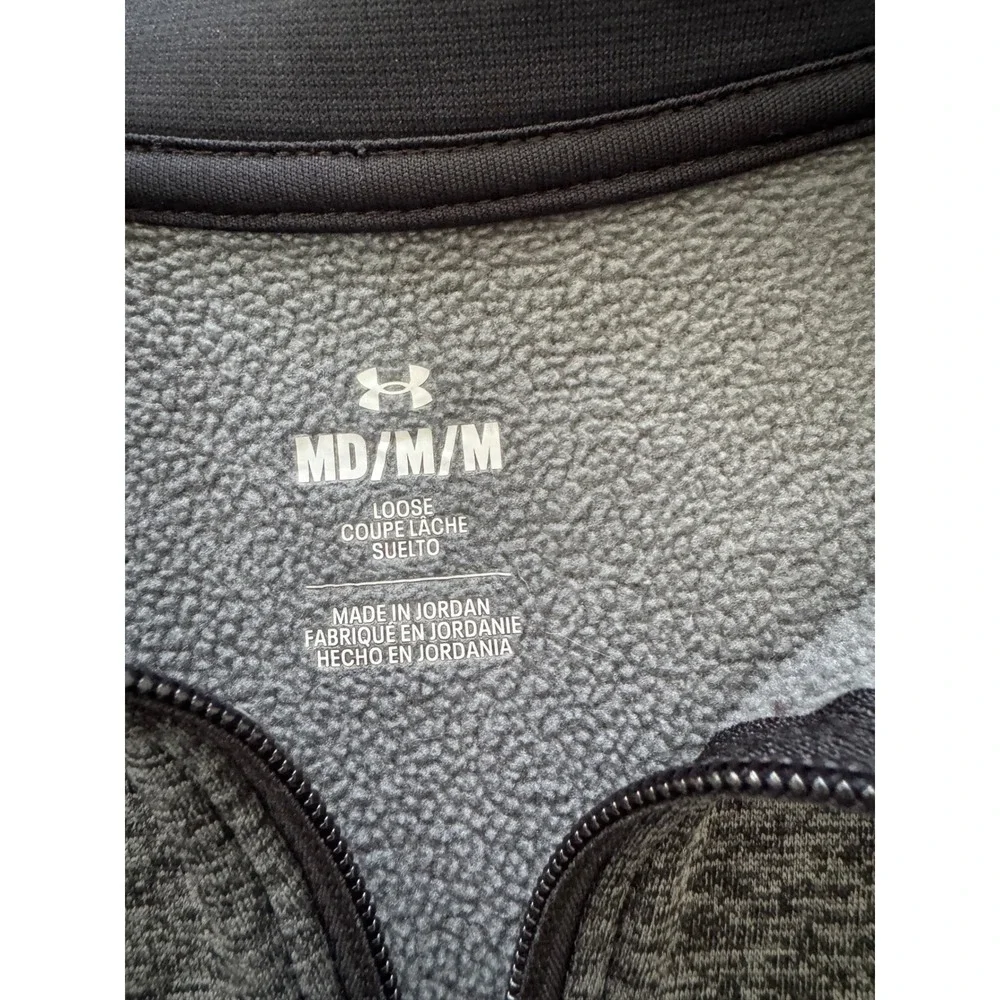 Under Armour Mens Armour Fleece 1/4 Zip Pullover Gray Heather 1373359-001 Size M - Picture 3 of 7